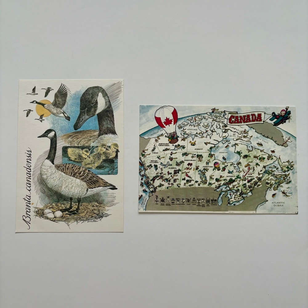 Vintage Canadian Goose and Map Postcard Lot